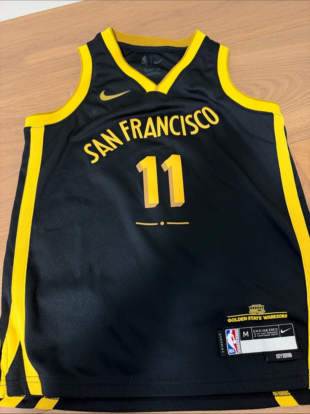 Nike Black and Yellow Golden State Warriors San Francisco #11 Jersey